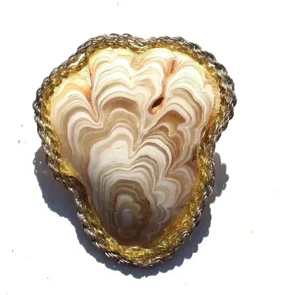 Vintage Gemstone (Agate Stone Geode Crystal) Cowboy Western Tie Clip Pin Decor